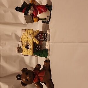 Festive Ornament Trio - Bear, House, and Snowman